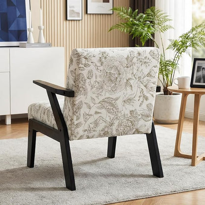 Floral Accent Chair, Mid Century Modern Chairs, Upholstered Armchair - Image 8