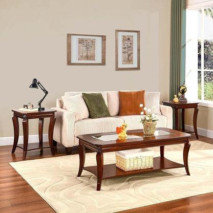 Traditional Distressed Farmhouse Style Coffee Table Set - Image 4