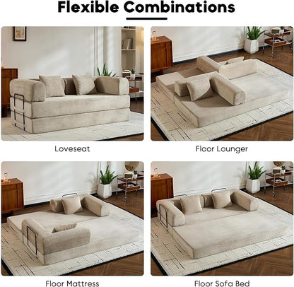 ZEIINPA Corduroy Floor Sofa Bed, Convertible Folding Couch Bed - Image 4