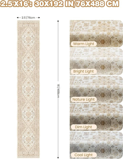 Washable Runner Rug 2.5x16, Non-Slip Long Kitchen Rugs, Cream/Beige | Vintage - Image 2