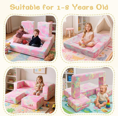 Cvortll Modular Kids and Toddler Play Couch, Convertible Folding Sofa, 3-in-1 - Image 4