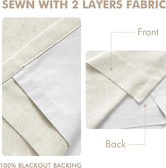 MIULEE Natural Pinch Pleated 100% Blackout Curtains 40x102 Inches | Room - Image 5