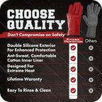 KITCHEN PERFECTION XL Silicone Smoker Oven Gloves-Extreme Heat Resistant BBQ Gloves-Handle Hot Food Right on Your Grill Fryer&Pit|Waterproof Grilling Cooking Baking Mitts|Superior Value Set+3 Bonuses
