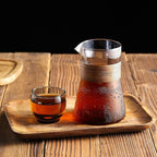 16 oz Glass Coffee Carafe with Wood Heat-Resistant Layer, Coffee Decanter Coffee Server for Pour Over, 1 Pcs Included (Clear)