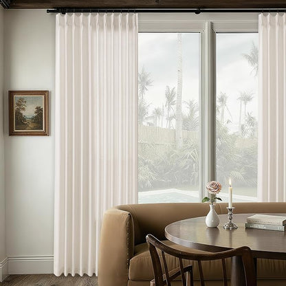 Pinch Pleat 72x96 Inch Linen Curtains Extra Wide Cream Semi Sheer | Light - Image 7