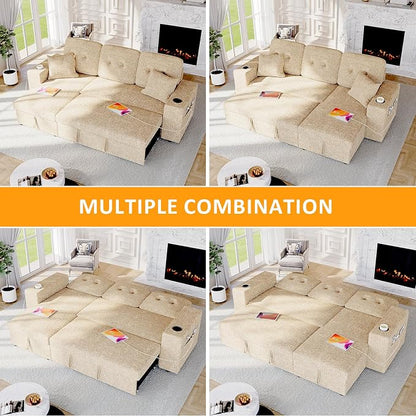 90 Inch Modular Sectional Sleeper Sofa Bed, 4 in 1 Pull Out Couch Bed - Image 7