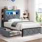 Jocoevol Twin Upholstered LED Bed Frame by JOCOEVOL
