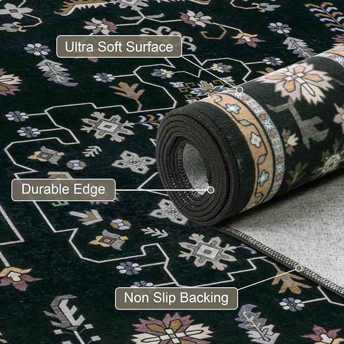 5x7 Area Rugs Living Room: Washable Vintage Rug - Image 7