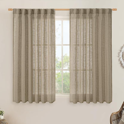 Semi Sheer Linen Curtains 45 Inches Long by LAMIT