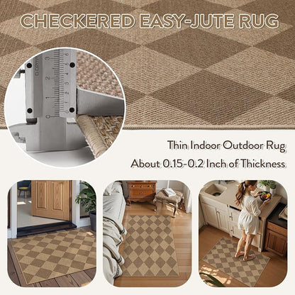 Lahome Colette Checkered Easy Jute Rug, 2x3 Entryway Rug Indoor Outdoor Front - Image 5