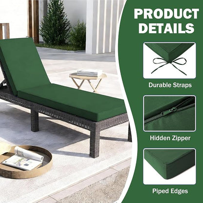 2 Pcs Chaise Lounge Cushions Outdoor Set of 2, Outdoor Chaise Cushion - Image 6