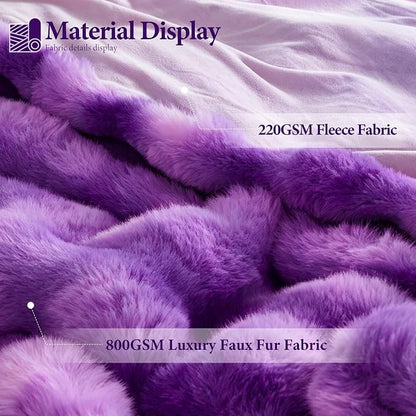Luxury 1000GSM Rabbit Faux Fur Blanket, Super Warm Cozy Brown Blankets - Image 4
