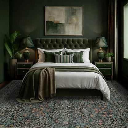 Washable Dark Green Rug for Living Room - Image 4