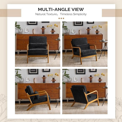 VINGLI Chenille Mid-Century Modern Accent Chair Set of 2, Cute Reading Arm Chair - Image 8