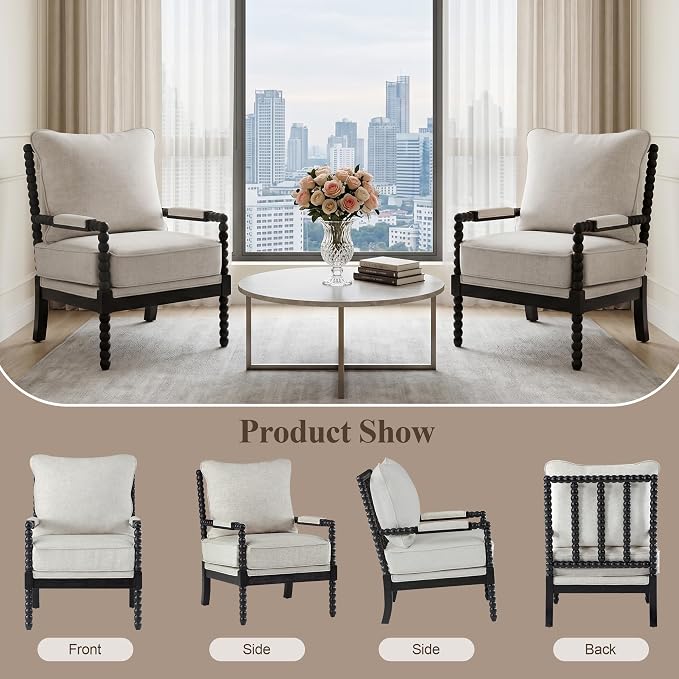 DUHOME Linen Fabric Spindle Accent Chair - Image 7