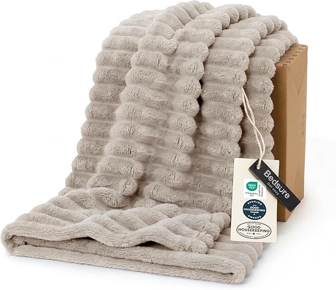 Bedsure Soft Twin Blanket for Bed Decor Gifts Beige 60"x80" | Birthday Gifts by Unknown
