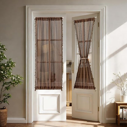 Sutuo Home Dark Coffee French Boho Door Curtains - Image 8