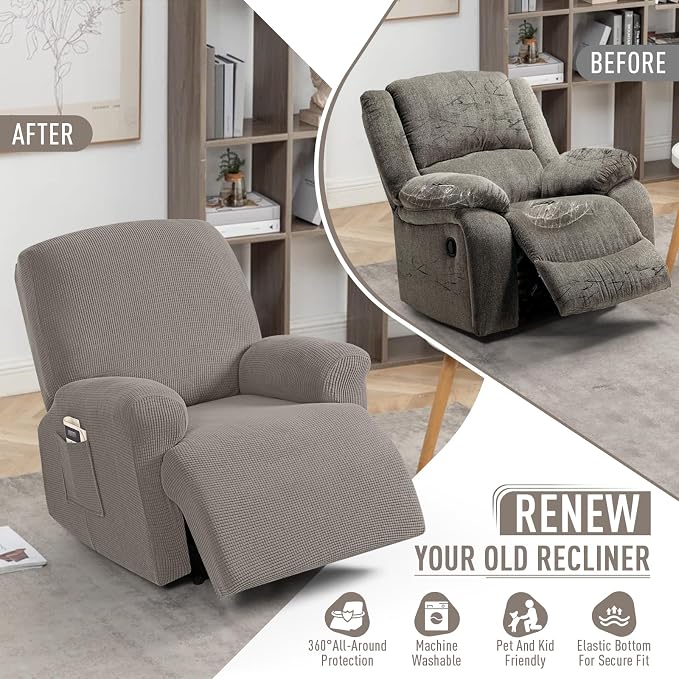 TAOCOCO Recliner Cover 4-Pieces, Recliner Stretch Sofa Slipcover, Recliner - Image 4