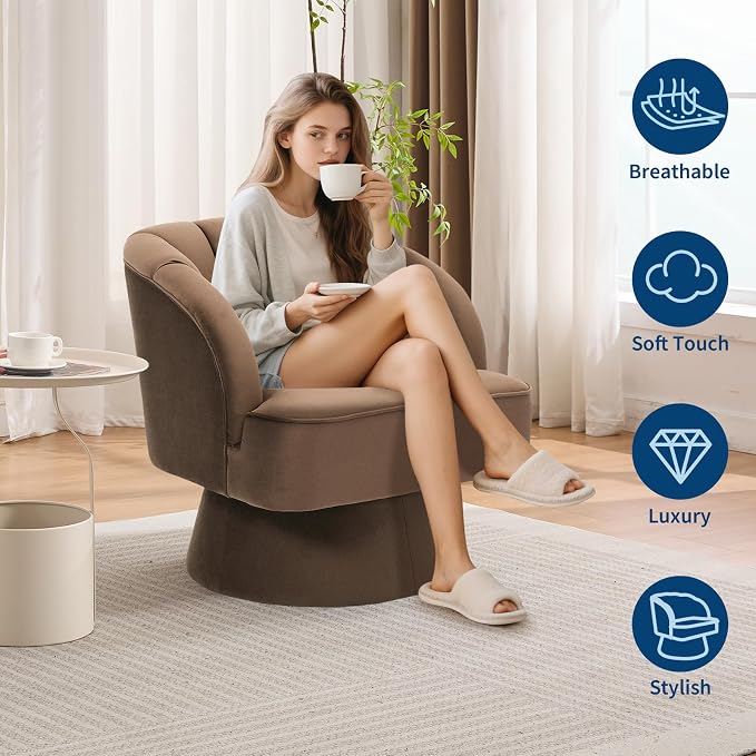 Garvee Ultra-Plush Swivel Accent Chair, 360° Barrel Lounge Chair - Image 4