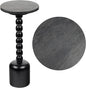 JONATHAN Y Turner 24.5" Black Mango Wood Round Drink Table, Tall Pedestal by JONATHANY
