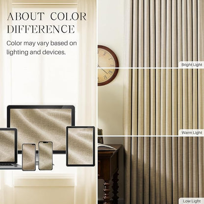 Pinch Pleated Linen Curtains 100% Blackout 84 Inches Long - Image 8