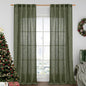 Olive Green Linen Curtains 84 inch Length 2 Panels Semi Sheer | Light Filtering by LAMIT