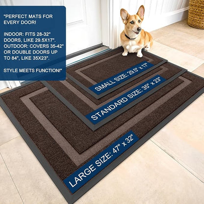 OLANLY Front Door Mat Outside 71x23, All-Season Heavy-Duty Rubber Doormat | - Image 2