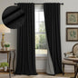 Black Curtains 84 Inches Long for Bedroom 2 Panel Set Linen Textured Total by Pitalk