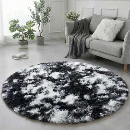 Amdrebio Black White Grey Circle Area Rug 5Ft - Image 4