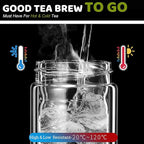 Tea Tumbler with Infuser, 34oz Tea Bottle with 2 in1 Infuser, Large Double Wall Borosilicate Glass Tea Bottle 100% Leak-Proof with Stainless Steel Filter