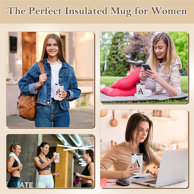 20 Oz Insulated Coffee Cup with Lid Car Tumbler Travel Mug Women Wife Girl Birthday Wedding Anniversary Her Unique Gift Over 15 16 18 19 20 21 25 30 40 50 55 60 65 70 Year Old Meaningful Custom Gifts