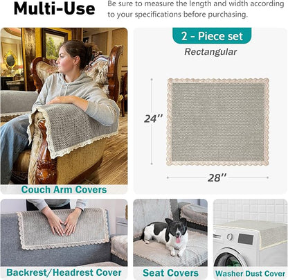 Couch Arm Covers, Couch Covers, Non-Slip Lace Armrest Covers, Headrest/Backrest - Image 3