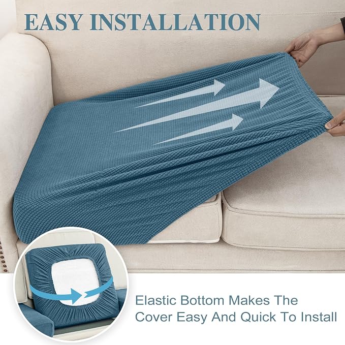 LA MEACK Couch Cushion Covers for Sectional Sofa L Shape Washable Separate Seat - Image 5