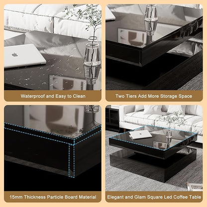 HedoAjim Black LED Coffee Table - Image 6