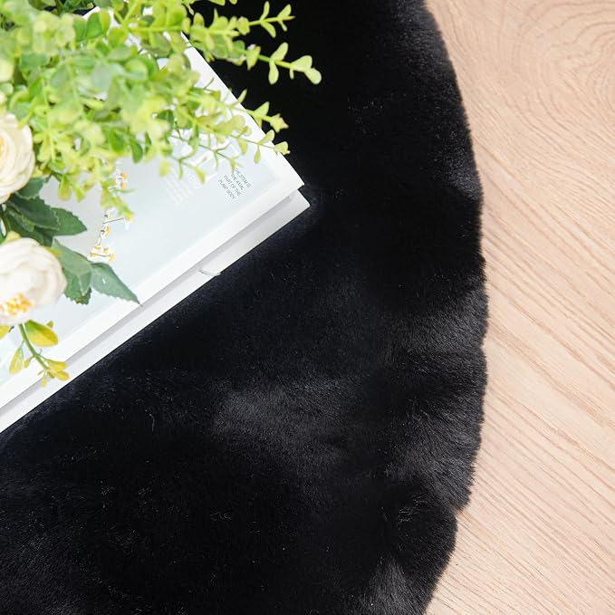 ORINOVA Round Rugs 6ft Faux Rabbit Fur Rug Fluffy Rug - Image 6
