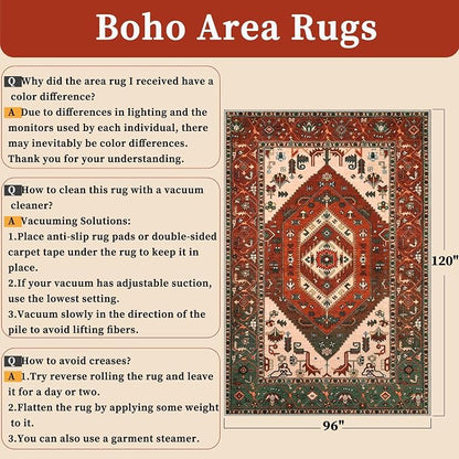 SERISSA 8x10 Washable Non Slip Boho Area Rug - Image 2