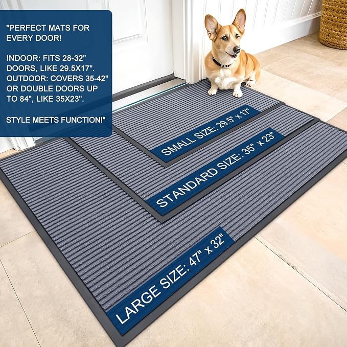 OLANLY Front Door Mat 71x30, Waterproof Heavy-Duty Indoor Outdoor Doormat | Ash - Image 2