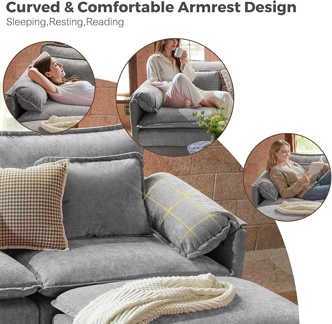 ELUCHANG Oversized 153" Modular Sectional Sofa, Comfy Deep Seat Cloud Couch - Image 4