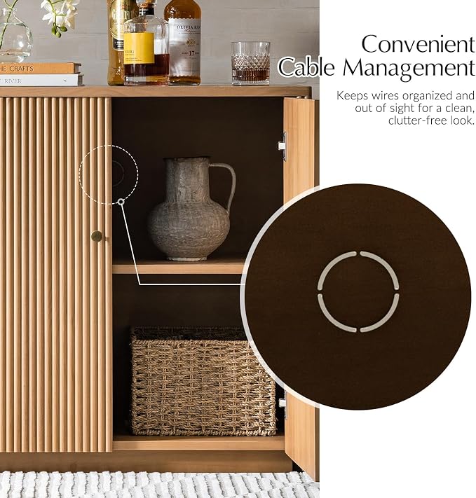 HULALA HOME Solid Wood Sideboard Buffet Cabinet - Image 4