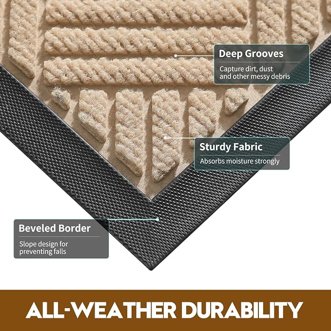 Front Door Mat, Heavy Duty Waterproof Doormat 61.5"x36", Stain Fade Resistant - Image 2