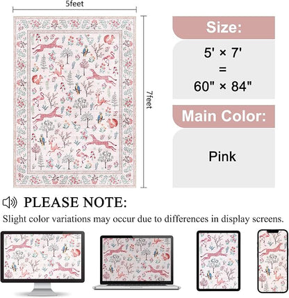 DUKINO 5x7 Area Rugs, Washable Animal Rug - Image 2