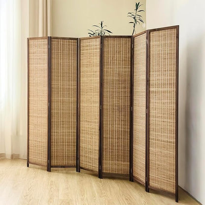 6 Panel Bamboo Room Divider Screen, 5.6 FT Tall Bamboo Divider Folding Panel - Image 4