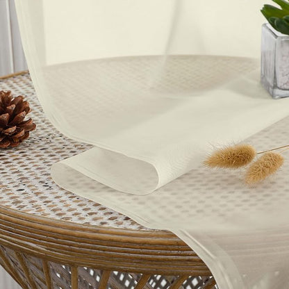 Sheer Cream Curtains, Sheer Curtains 63 inch Length 2 Panels Set, Rod Pocket - Image 5