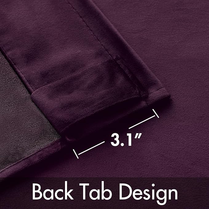 MIULEE Dark Purple Velvet Curtains 52x96 inches Luxury Blackout Curtains | - Image 3