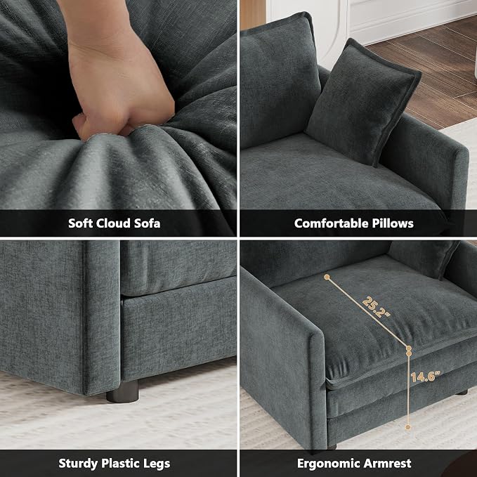 mikibama Modular Sectional Sofa, 111.5 Inch U Shaped Couch Set - Image 3