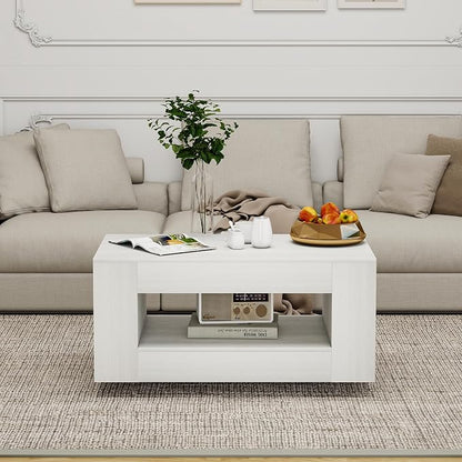 35" Wood Coffee Table for Living Room, Sides Storage - Image 6
