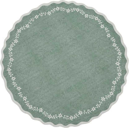 GarveeHome Round Area Rug 5ft Scalloped Washable Circle Rug - Image 7