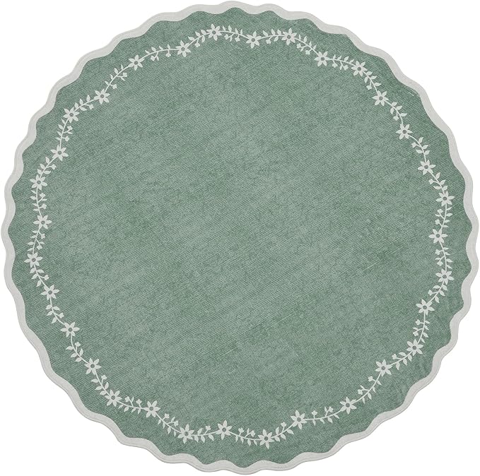 GarveeHome Round Rugs 6ft Scalloped Washable Circle Rug - Image 7