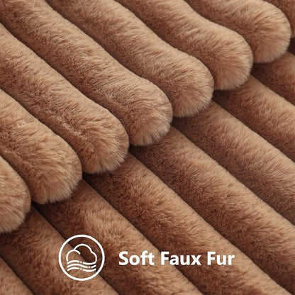 decorUhome Fall Faux Fur Throw Pillow Covers 16x16 Set of 2 Brown | Decorative - Image 3