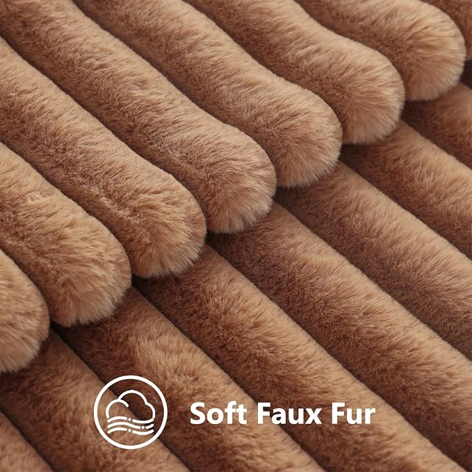 decorUhome Fall Faux Fur Throw Pillow Covers 24x24 Set of 2 Brown | Decorative - Image 3